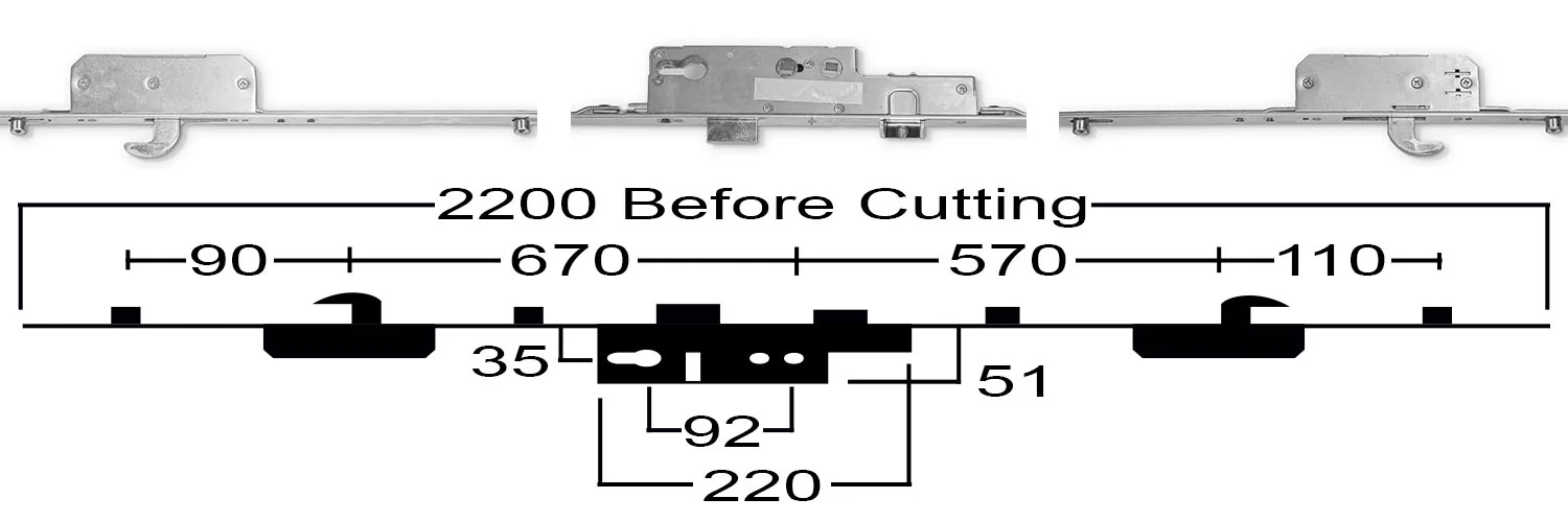 Avocet 2 Hook 4 Roller Multipoint Lock - Silver