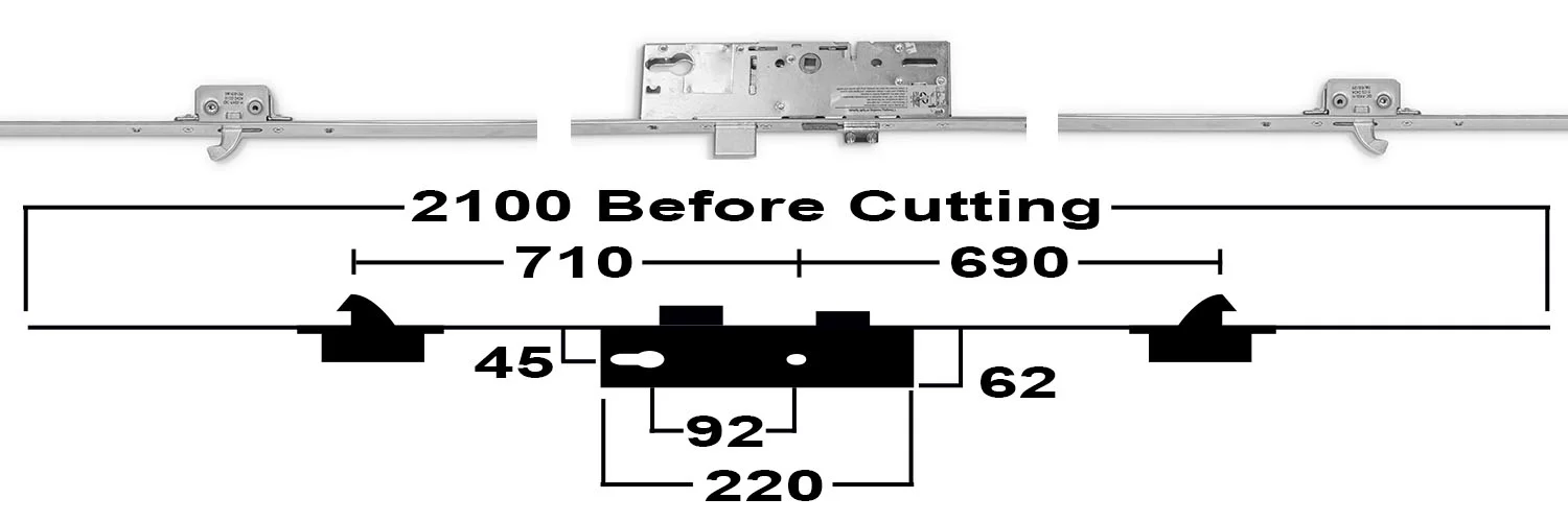 ERA 2 Mini Hook Flat Ended 20mm Faceplate Multipoint Door Lock